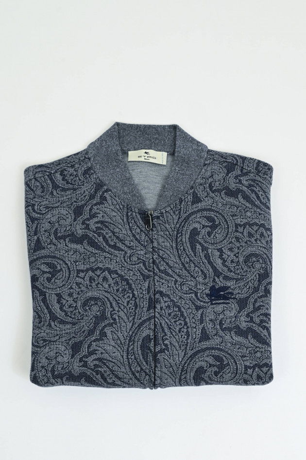 Etro Gemusterte Bomberjacke in Grau/Navy