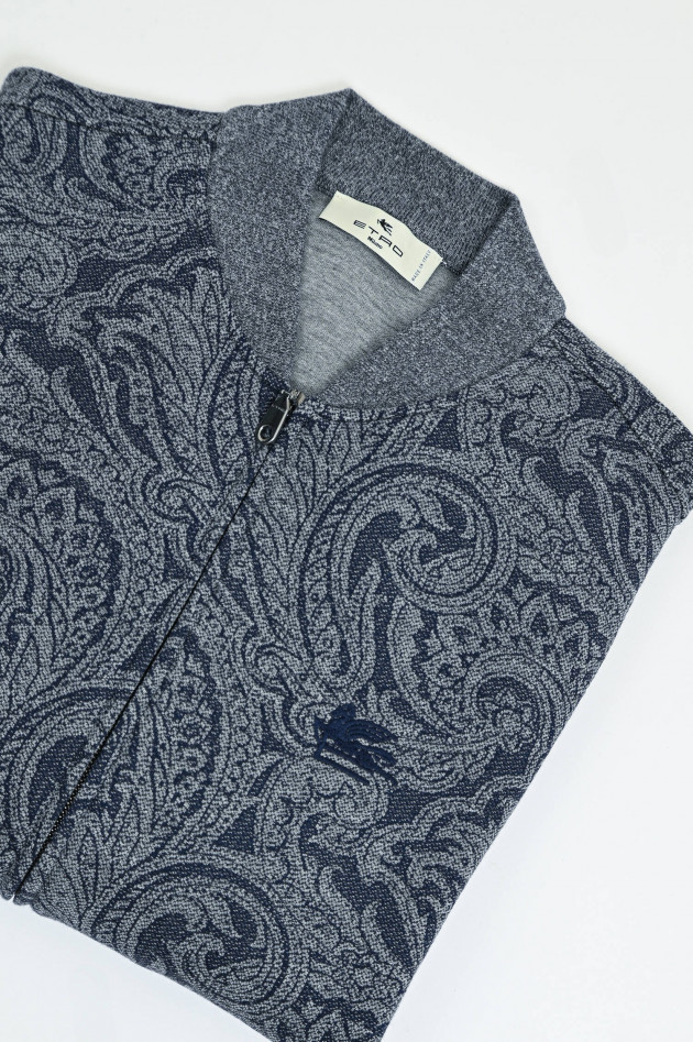 Etro Gemusterte Bomberjacke in Grau/Navy