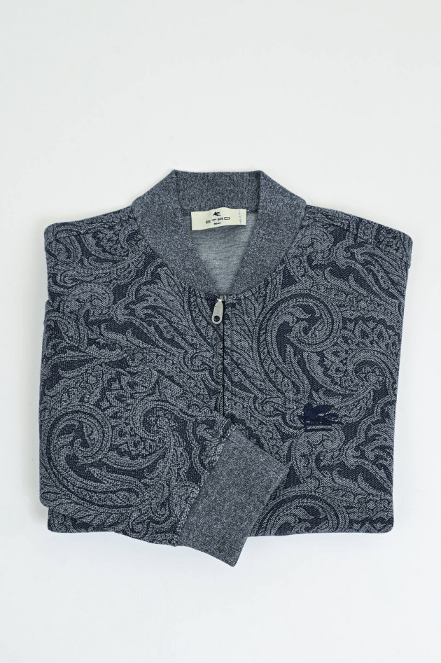 Etro Gemusterte Bomberjacke in Grau/Navy