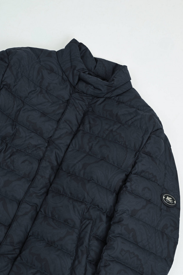 Etro Gemusterte Daunenjacke in Midnight