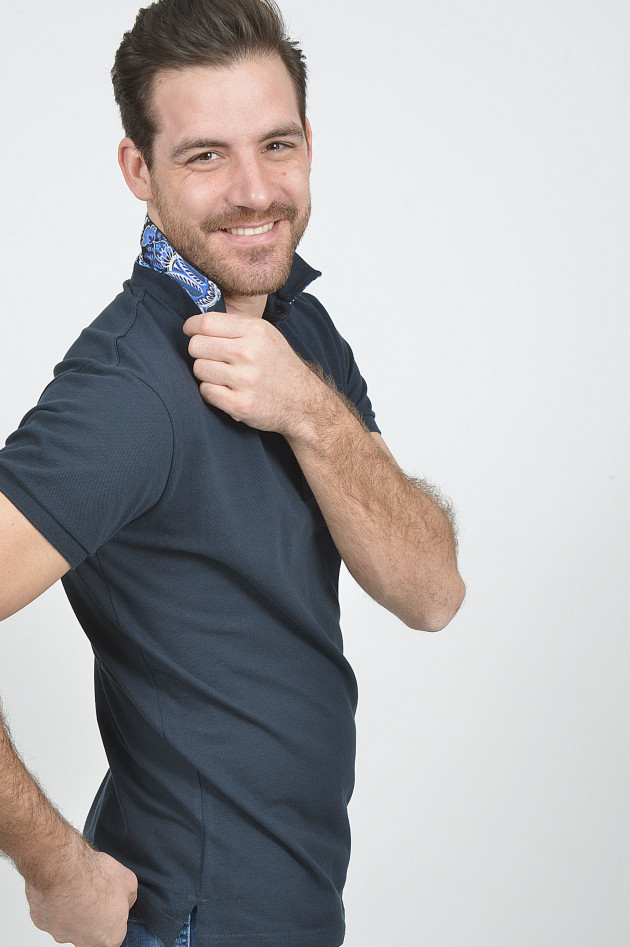 Etro Poloshirt mit gemustertem Innenkragen in  Navy