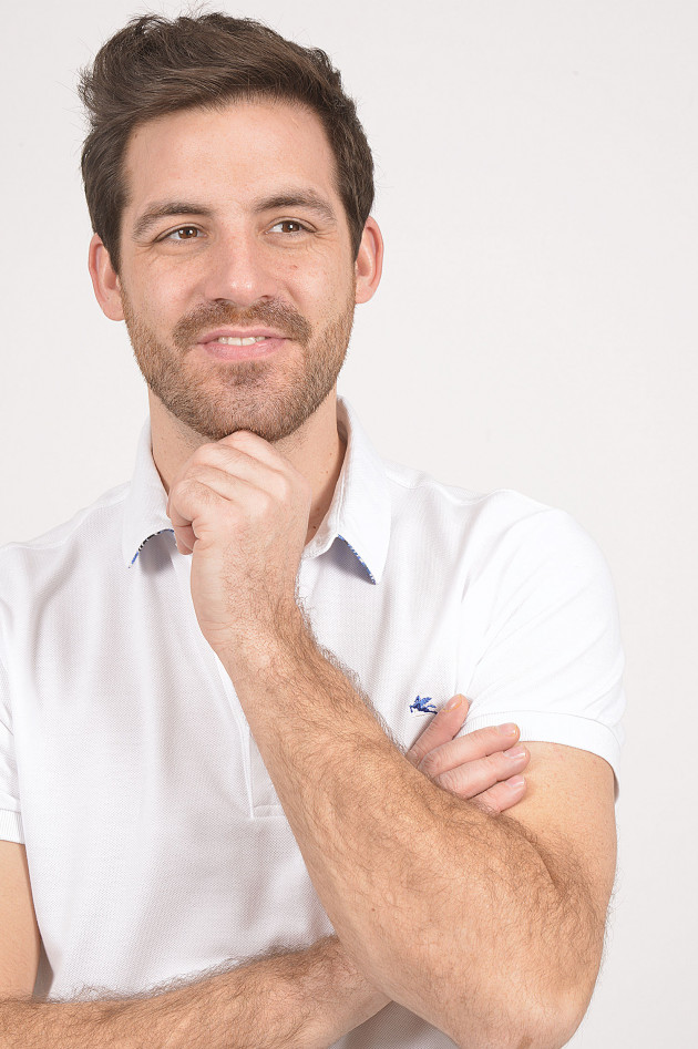Etro Poloshirt mit gemustertem Innenkragen in Weiß