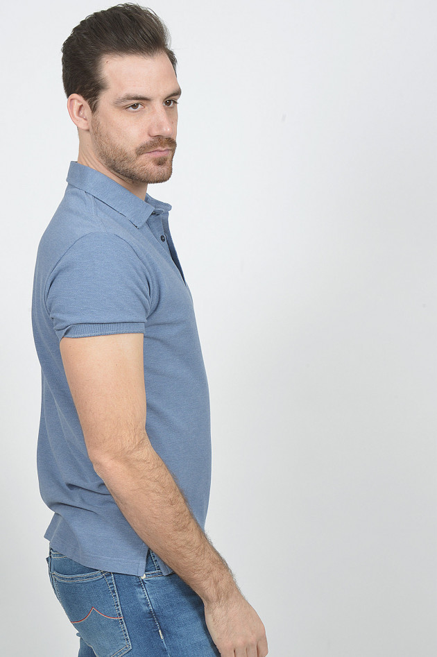 Etro Poloshirt mit gemustertem Innenkragen in Blau/Grau