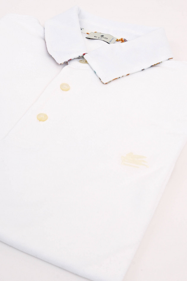 Etro Poloshirt mit gemustertem Unterkragen in Weiß