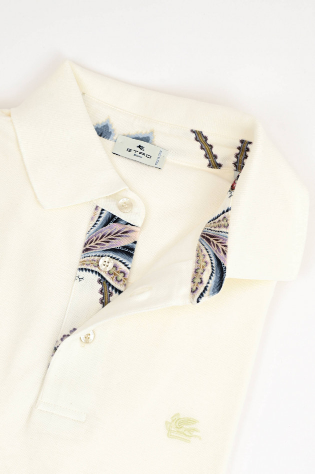 Etro Kurzarm-Polo mit gemustertem Kragen in Creme