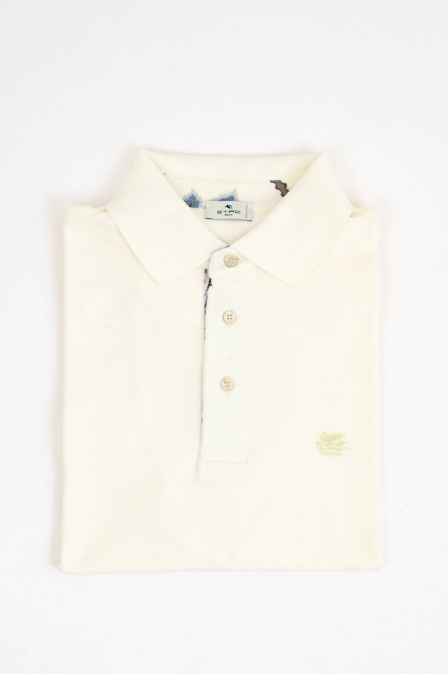 Etro Kurzarm-Polo mit gemustertem Kragen in Creme