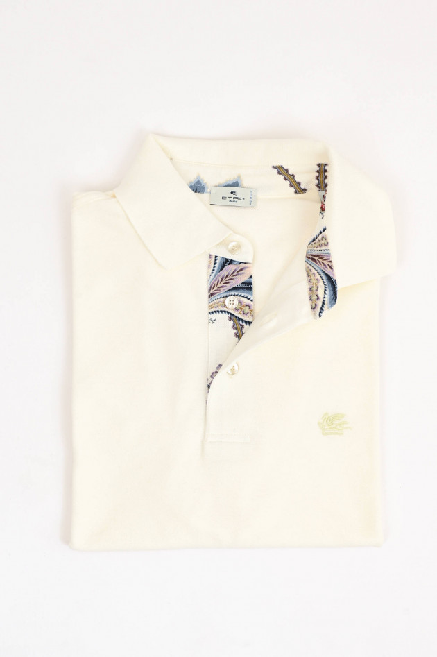 Etro Kurzarm-Polo mit gemustertem Kragen in Creme