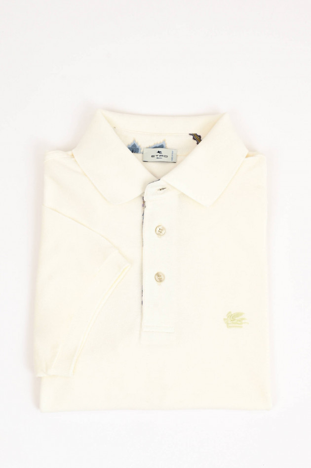 Etro Kurzarm-Polo mit gemustertem Kragen in Creme