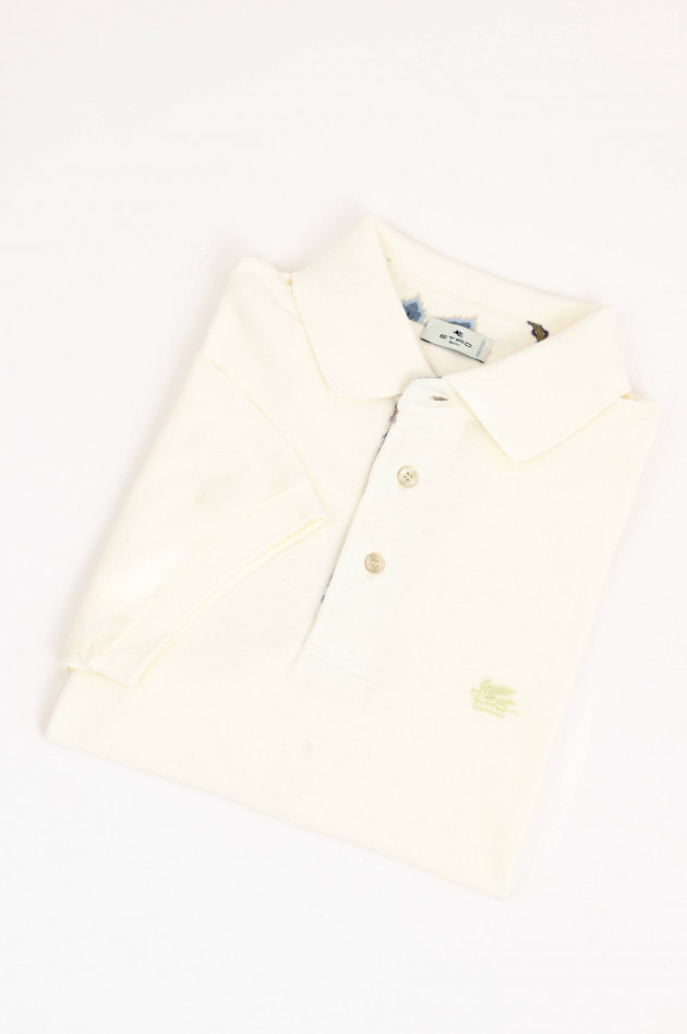 Etro Kurzarm-Polo mit gemustertem Kragen in Creme