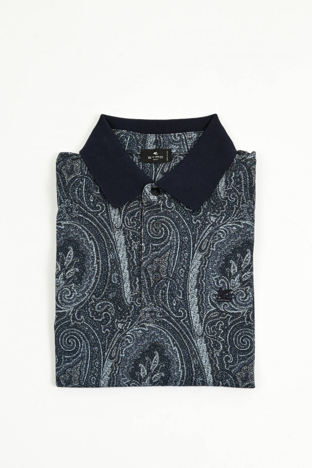Etro  Polo-Shirt in Graublau mit Paisley-Muster