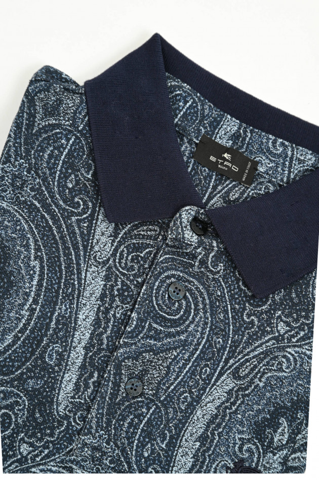Etro  Polo-Shirt in Graublau mit Paisley-Muster