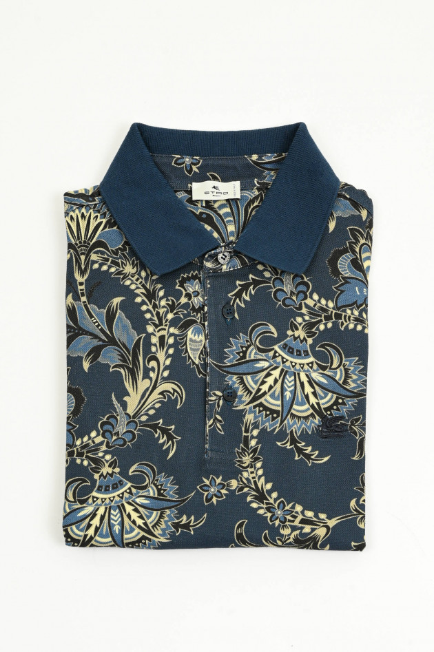 Etro  Polo-Shirt in Navy/Beige mit Paisley-Muster