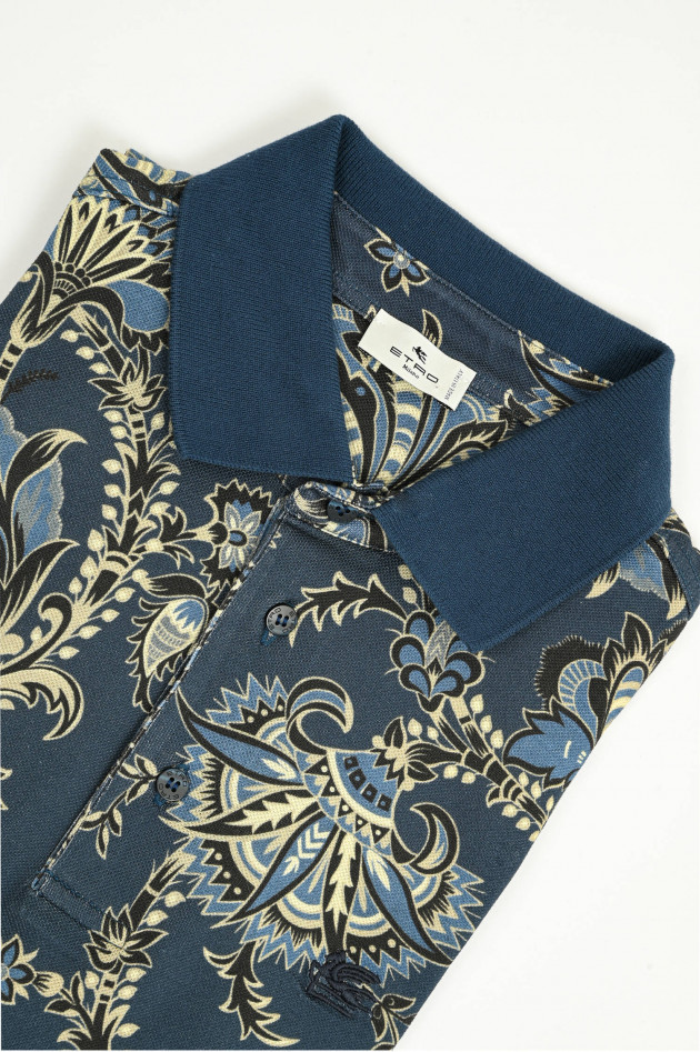 Etro  Polo-Shirt in Navy/Beige mit Paisley-Muster