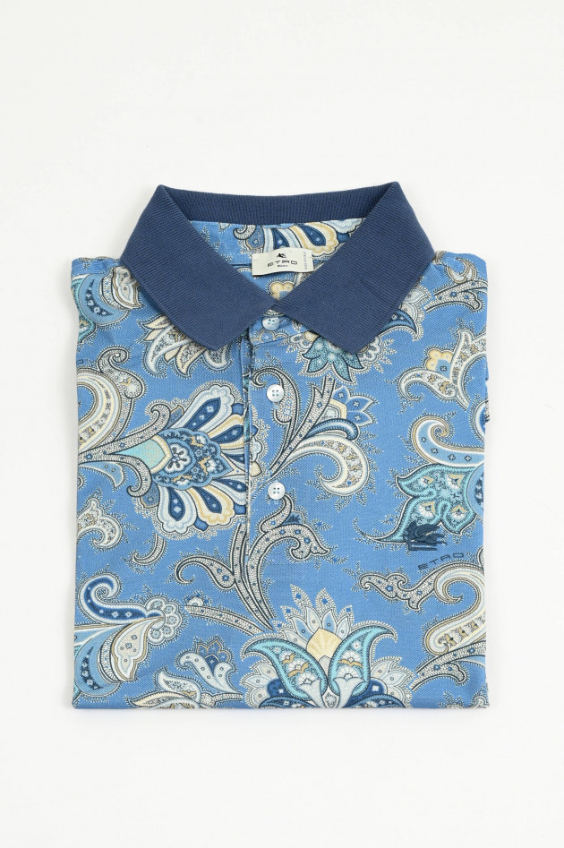 Etro  Polo-Shirt in Hellblau mit Paisley-Muster