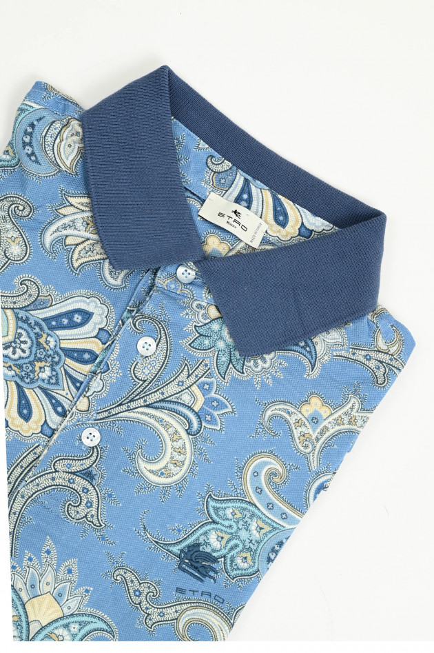 Etro  Polo-Shirt in Hellblau mit Paisley-Muster