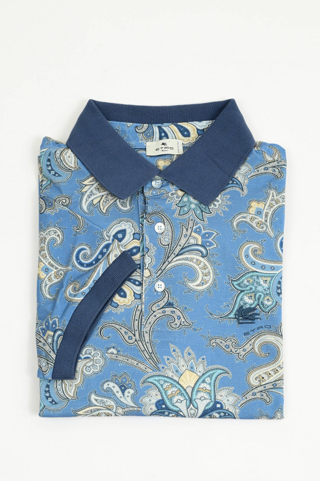 Etro  Polo-Shirt in Hellblau mit Paisley-Muster