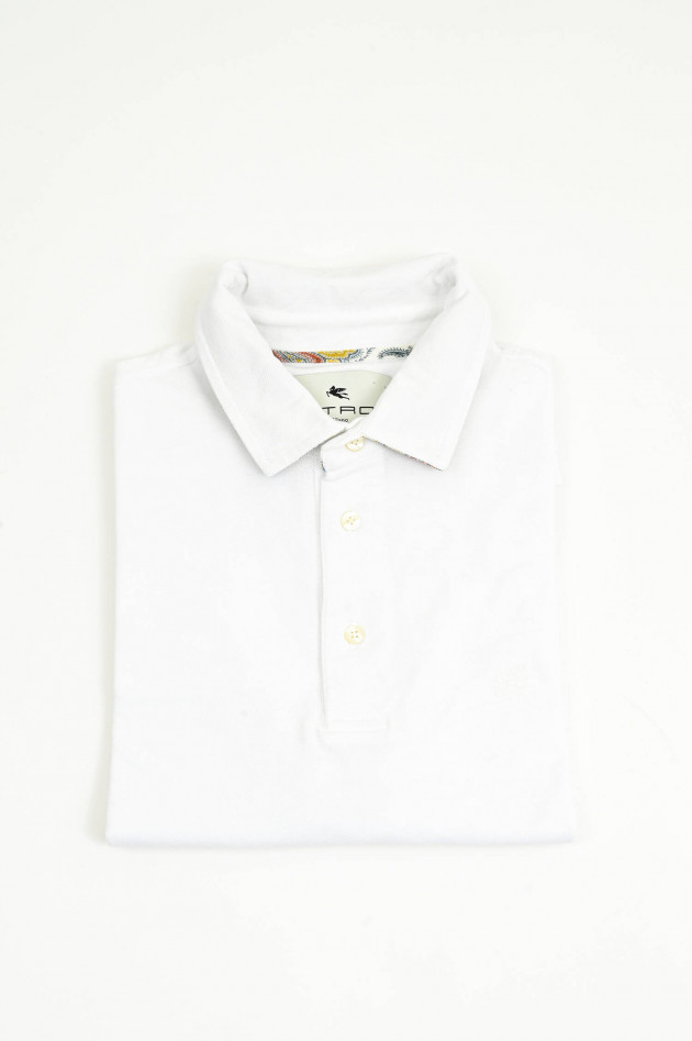 Etro  Kurzarm-Polo mit gemustertem Kragen in Weiß