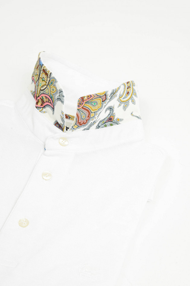 Etro  Kurzarm-Polo mit gemustertem Kragen in Weiß