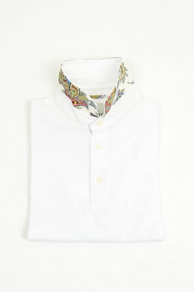 Etro  Kurzarm-Polo mit gemustertem Kragen in Weiß