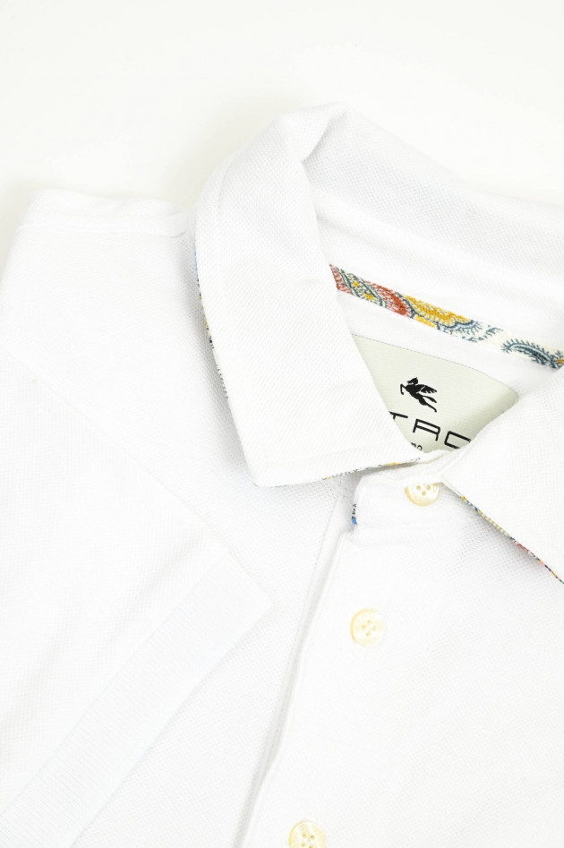 Etro  Kurzarm-Polo mit gemustertem Kragen in Weiß