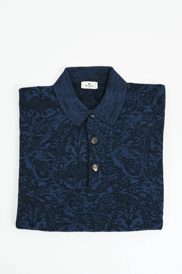Etro Ton-in-Ton gemustertes Polo in Navy