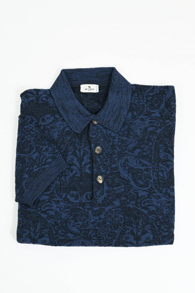 Etro Ton-in-Ton gemustertes Polo in Navy