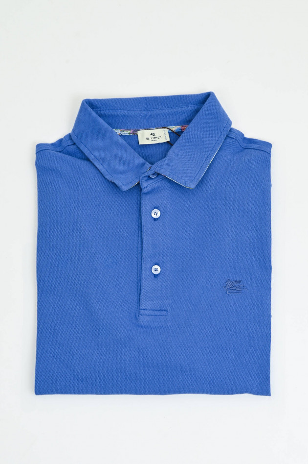 Etro Polo-Shirt mit gemustertem Kragen in Blaulila