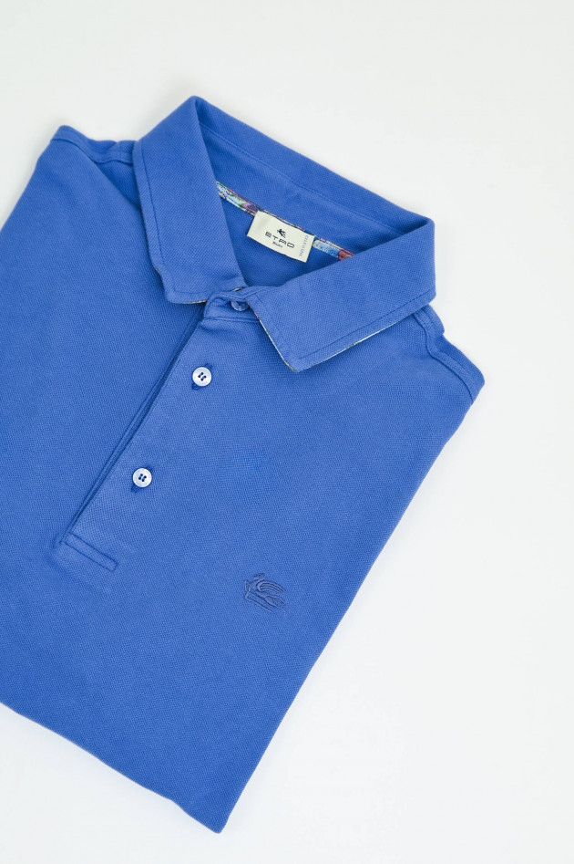 Etro Polo-Shirt mit gemustertem Kragen in Blaulila