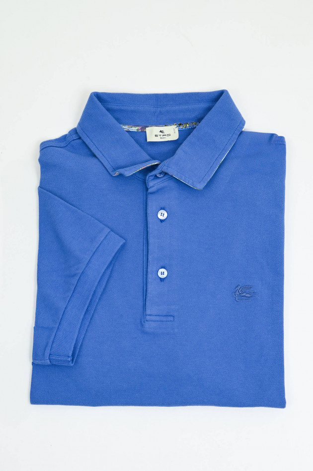 Etro Polo-Shirt mit gemustertem Kragen in Blaulila