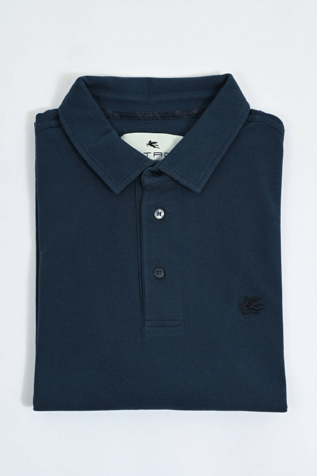 Etro Polo-Shirt mit gemustertem Kragen in Navy