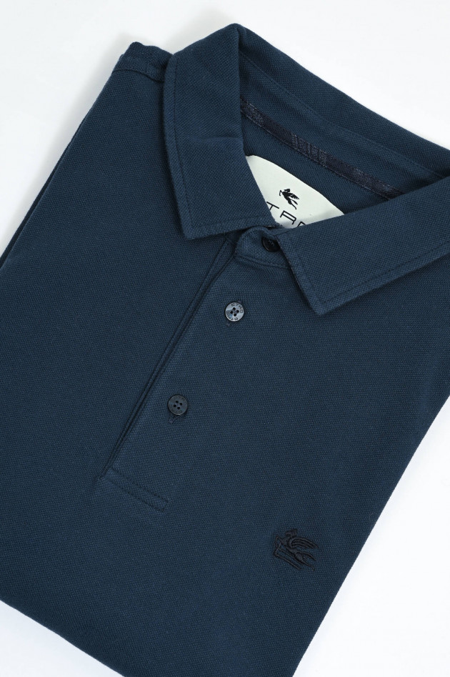Etro Polo-Shirt mit gemustertem Kragen in Navy