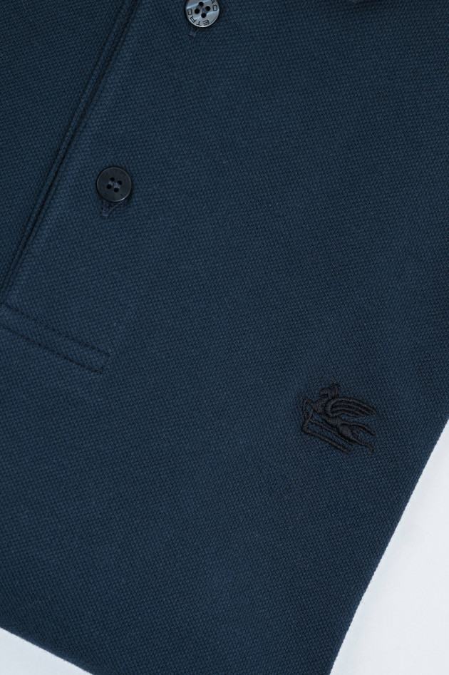 Etro Polo-Shirt mit gemustertem Kragen in Navy