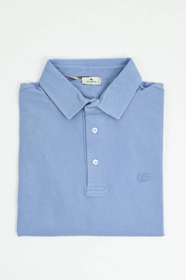 Etro Polo-Shirt mit gemustertem Kragen in Hellblau