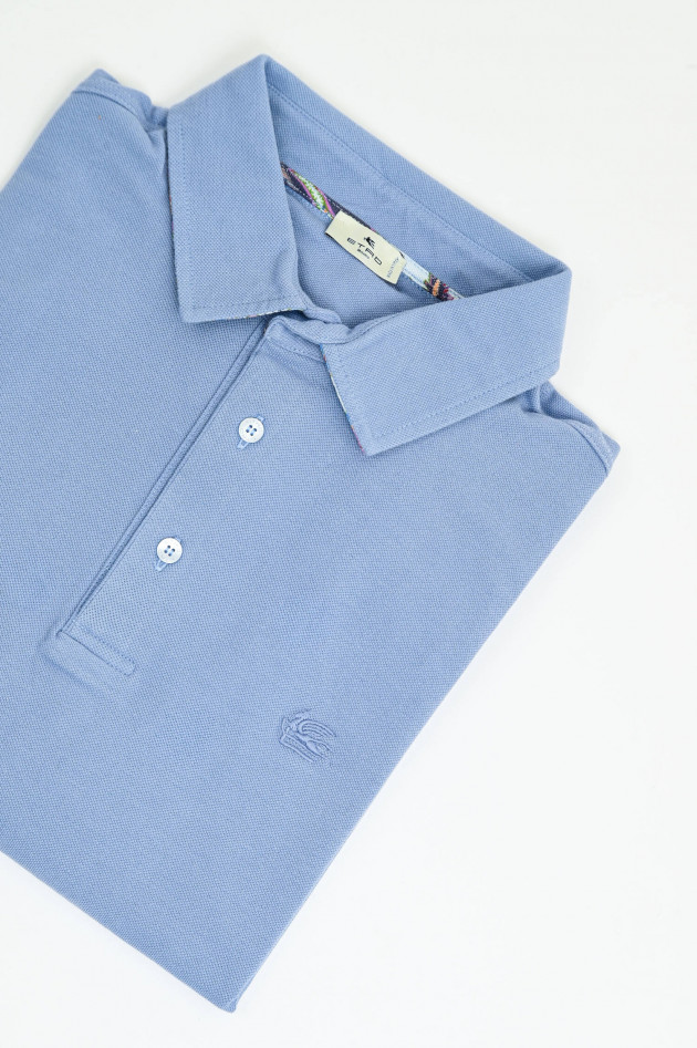 Etro Polo-Shirt mit gemustertem Kragen in Hellblau