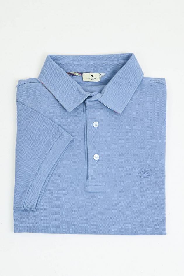 Etro Polo-Shirt mit gemustertem Kragen in Hellblau