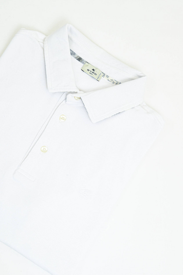 Etro  Kurzarm-Polo mit gemustertem Kragen in Weiß