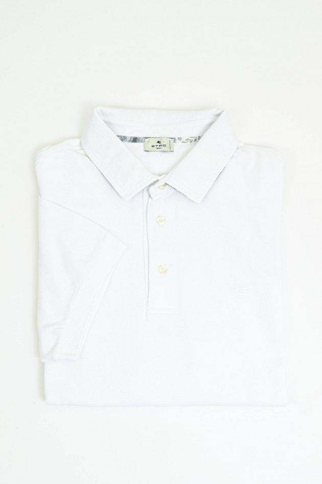 Etro  Kurzarm-Polo mit gemustertem Kragen in Weiß