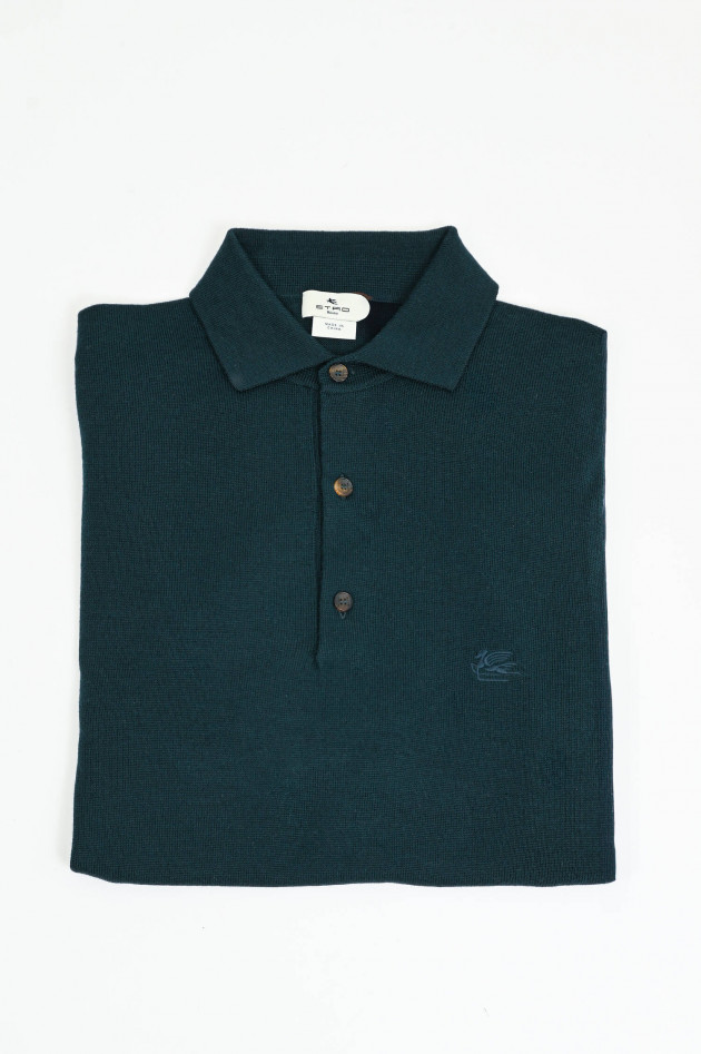 Etro Langarm Polo-Shirt in Dunkelgrün