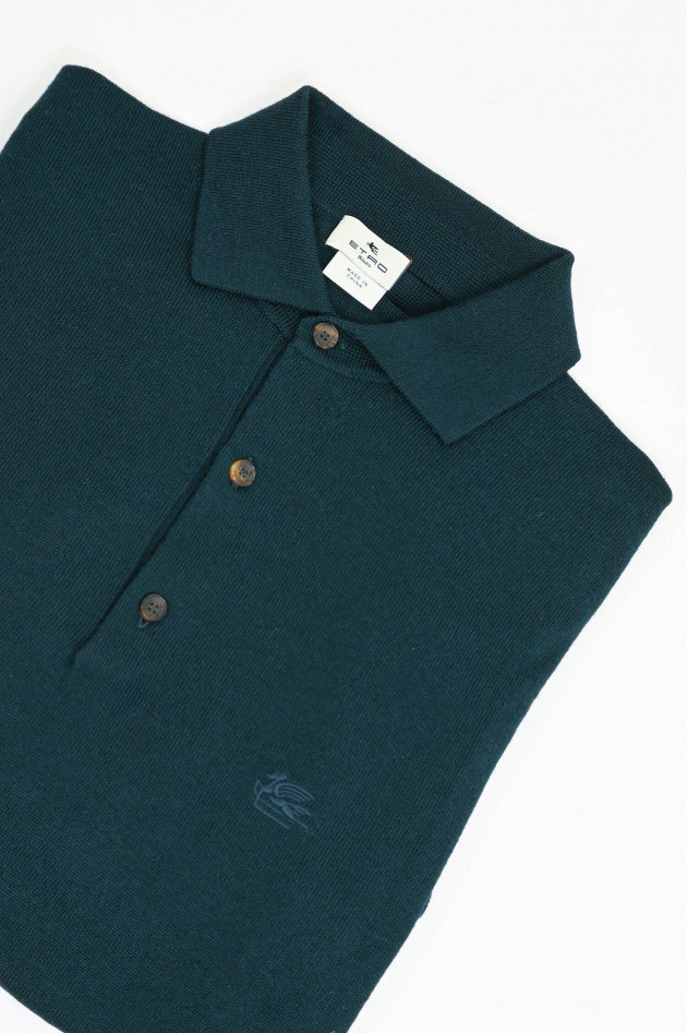 Etro Langarm Polo-Shirt in Dunkelgrün