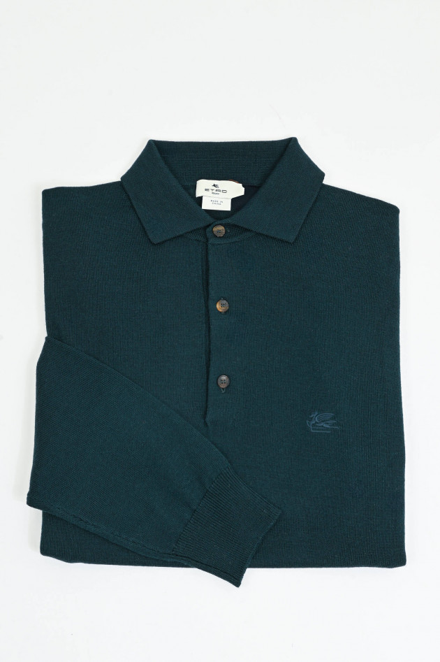 Etro Langarm Polo-Shirt in Dunkelgrün
