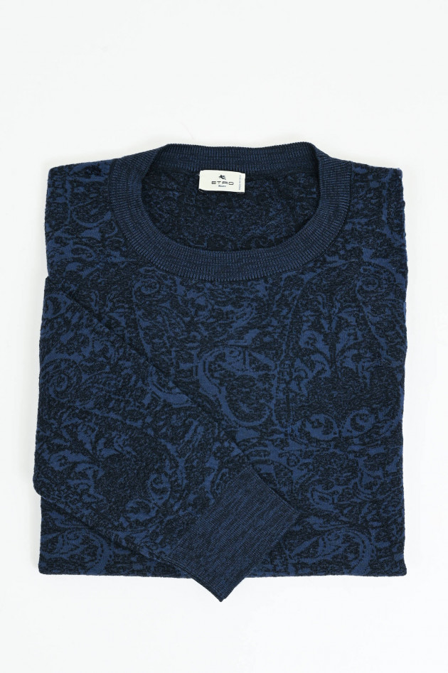 Etro Gemusterter Pullover aus Baumwolle-Mix in Navy