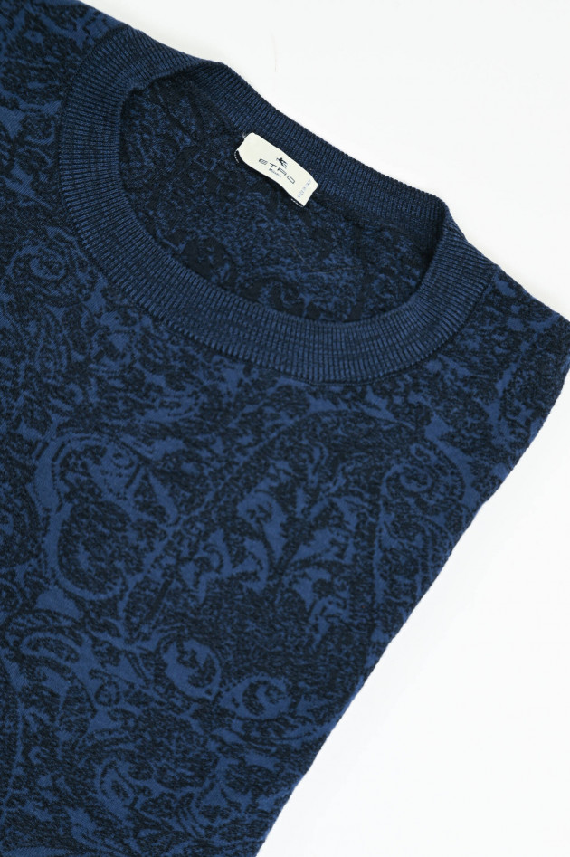 Etro Gemusterter Pullover aus Baumwolle-Mix in Navy