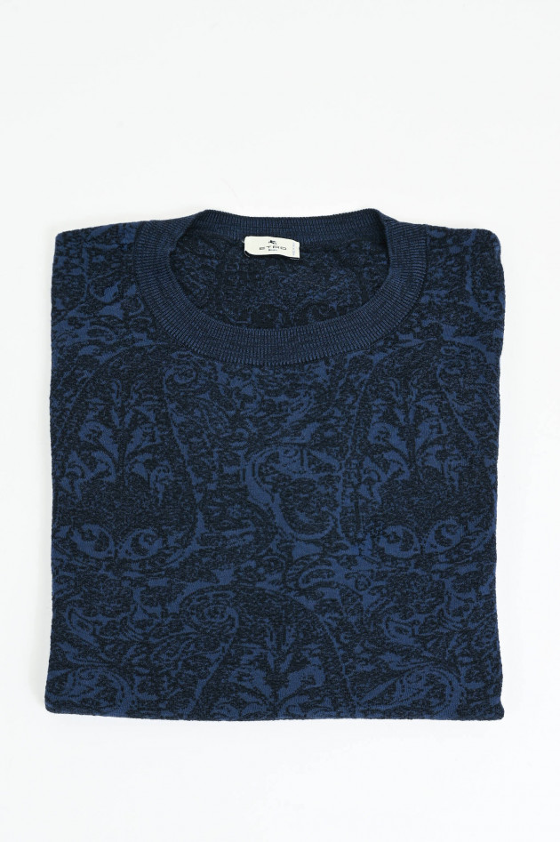 Etro Gemusterter Pullover aus Baumwolle-Mix in Navy