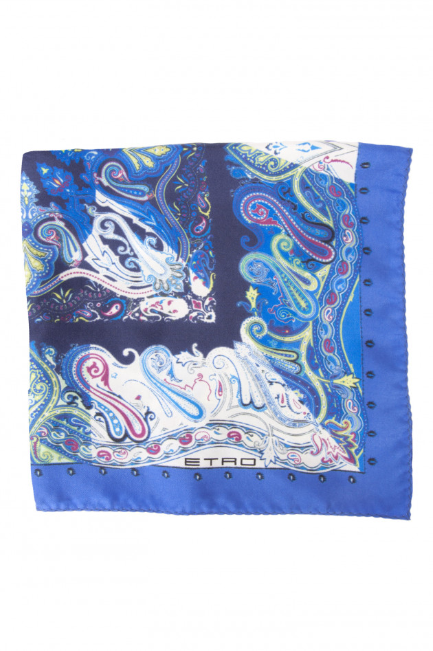 Etro Einstecktuch in Blau gemustert
