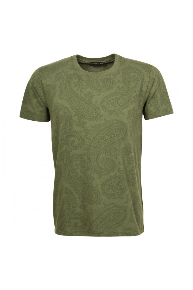 Etro T-Shirt in Oliv gemustert