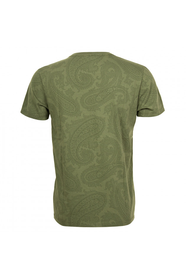 Etro T-Shirt in Oliv gemustert