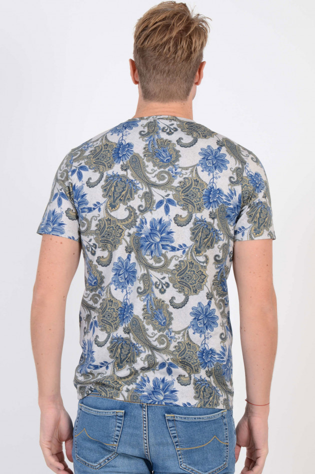 Etro T-Shirt in Grau/Blau gemustert