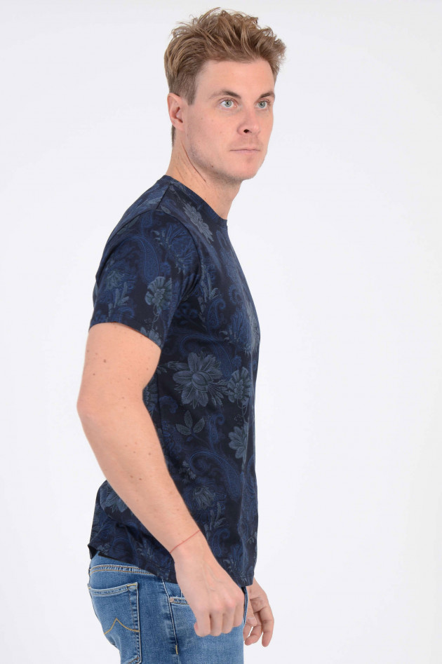 Etro T-Shirt in Navy gemustert