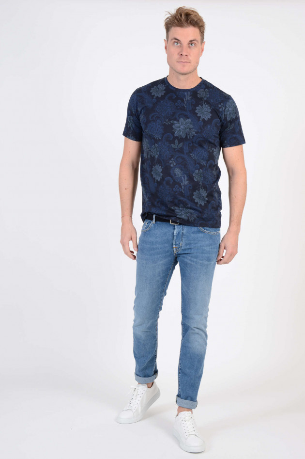 Etro T-Shirt in Navy gemustert