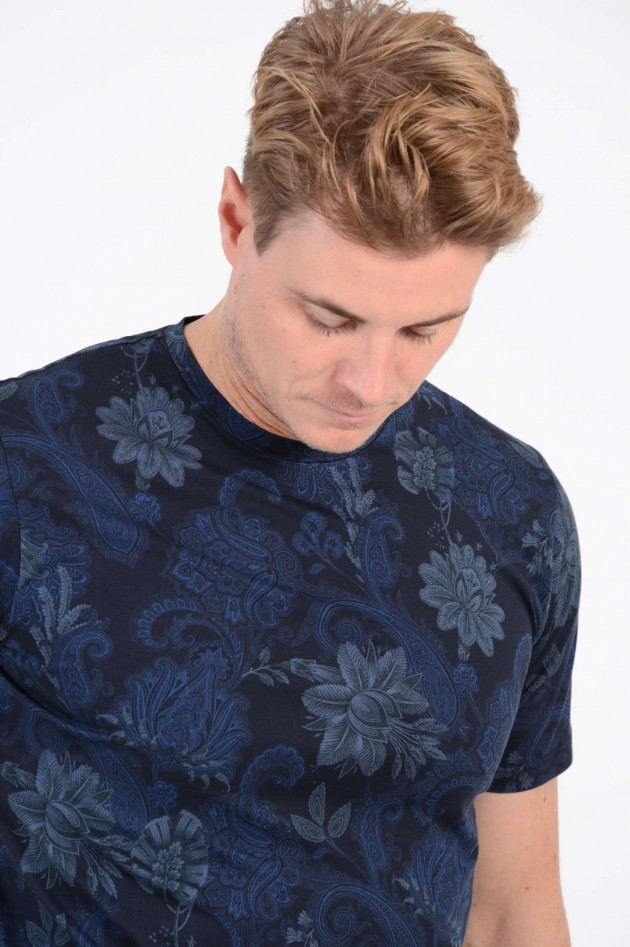 Etro T-Shirt in Navy gemustert